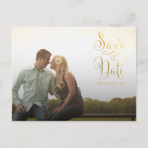 Gold Save the Date Typografie-Ankündigung Postkarte