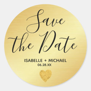 Gold Save the Date Umschlag Aufkleber mit Herz