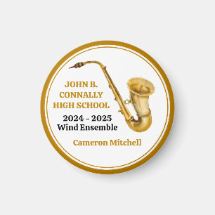 Gold Saxophone Player Personalisiert Band Magnet