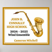 Gold Saxophone Player Personalisiert Band