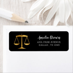 Gold Scales Law Graduate Return Address Label