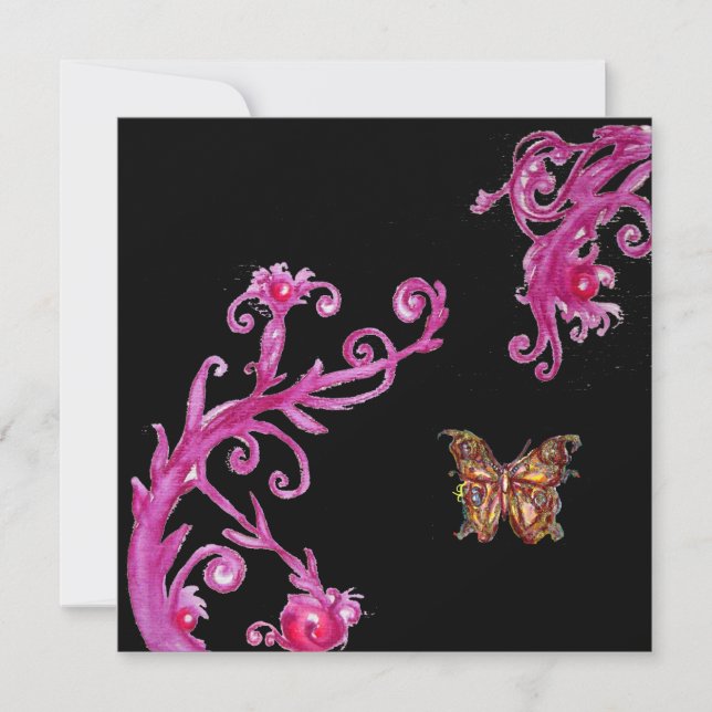 GOLD-SCHALTFLÄCHE, hell rosa Schwarz-weiß Einladung (Vorderseite)