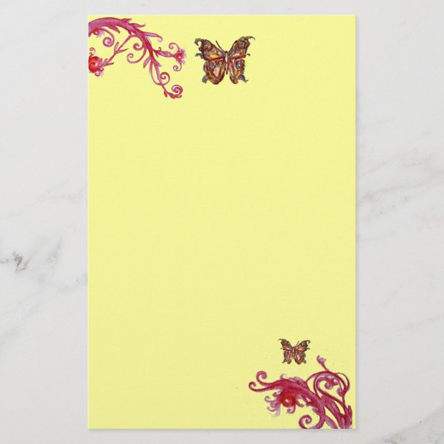 GOLD-SCHALTFLÄCHE, rosa, hellgelb Briefpapier (Vorderseite)