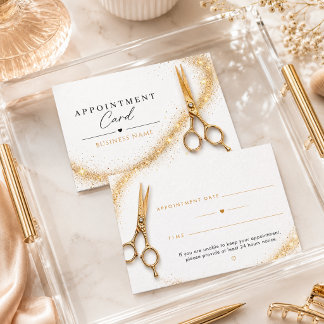 Gold Scheren Friseursalon  Terminkarte