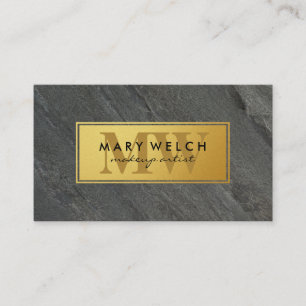 Gold Schiefer Rock Klassisches Monogramm Terminkarte