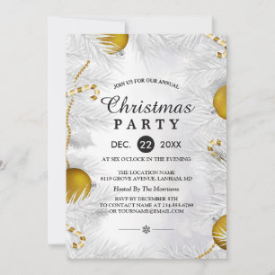 Gold Schmuck Silber Weiße Weihnachtsfeier Einladung