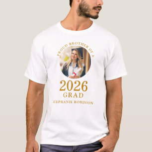 Gold Schrift Foto Stolz Bruder des 2026 Absolvente T-Shirt