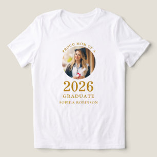Gold Schrift Foto Stolz Mama des 2026 Absolventen Tri-Blend Shirt