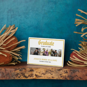 Gold Schrift Name Schule Foto Collage Abschluss Fotoplatte