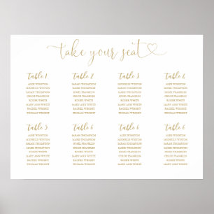 Gold Schrift Sitzplan Tischnummernschild Poster
