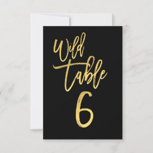 Gold Schrift Wild Birthday Party Tischnummer 6
