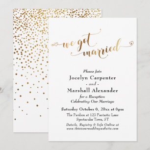 Gold Schrift Wir haben geheiratet Konfetti zurück Einladung