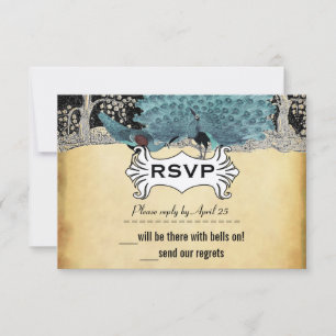 Gold Schwarz Aqua Vintage Pfau Wald