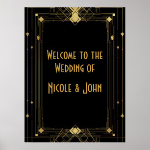 Gold & Schwarz Art Deco Gatsby Roaring‑20er‑Banner Poster