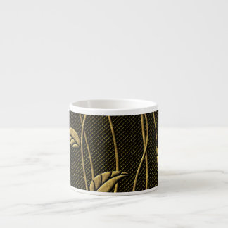 Gold & Schwarz: Blätter 3D Textur. Espressotasse