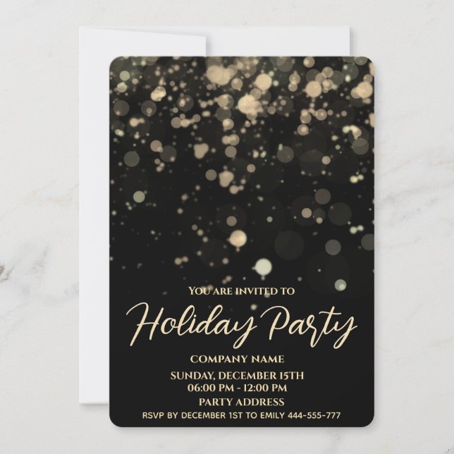 Gold/Schwarz-Bukett-Luxus-Weihnachtsgeschenk-Party Einladung (Vorderseite)