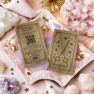 Gold Schwarz Celestial Tarot Friseur QR Code Visitenkarte