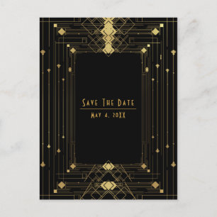 Gold-Schwarz-Deko Gatsby Roaring Twenties Save-the Ankündigungspostkarte
