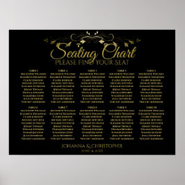 Gold & Schwarz Einfache 10 Tisch Hochzeitskarte Poster