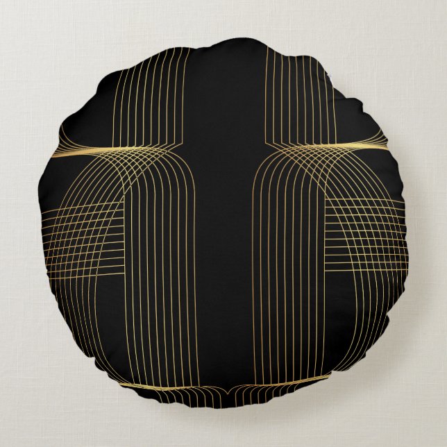 Gold, Schwarz, elegant, cool, einzigartig trendige Rundes Kissen (Rückseite)