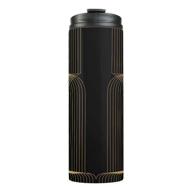 Gold, Schwarz, elegant, cool, einzigartig trendige Thermosbecher (Vorderseite)