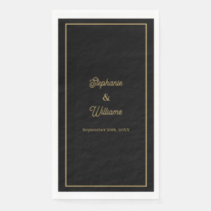 Gold Schwarz Elegant Name Einfach Minimal Hochzeit Serviette