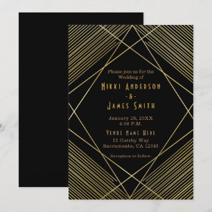 Gold & Schwarz Elegante moderne Glamour-Dekoration Einladung