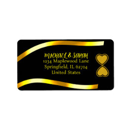 Gold & Schwarz Elegante Moderne Hochzeiten Adressaufkleber
