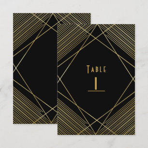 Gold & Schwarz Elegantes modernes Glam Deco-Tischn Einladung