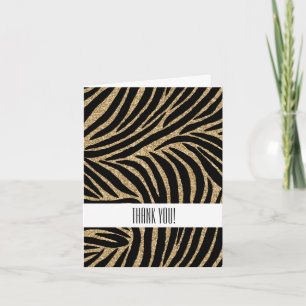 Gold schwarz Faux Glitter Zebramuster Danke