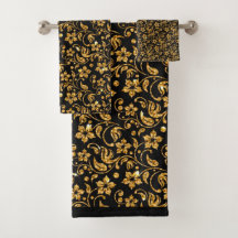 Gold Schwarz Glossy Floral