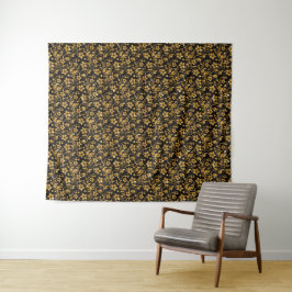 Gold Schwarz Glossy Floral Wandteppich