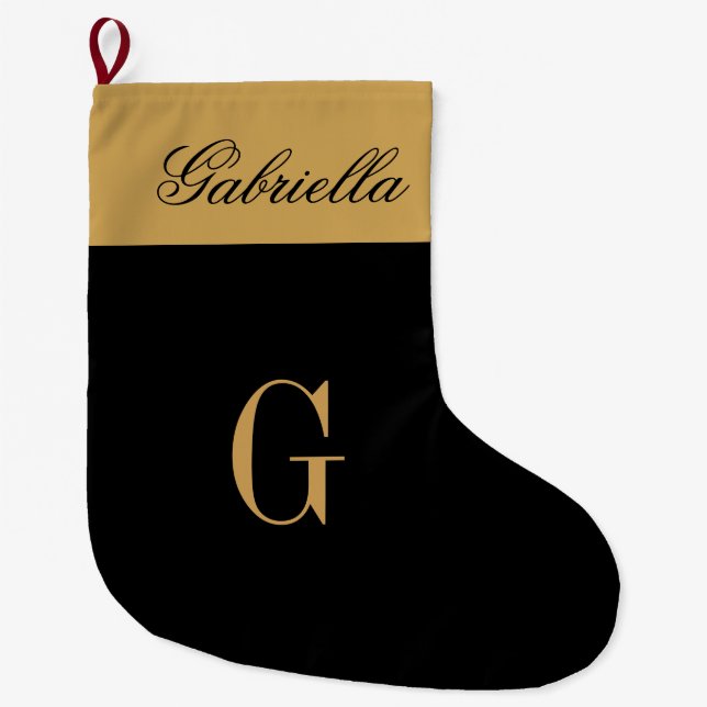 Gold Schwarz Großer Weihnachtsstrumpf (Vorderseite)