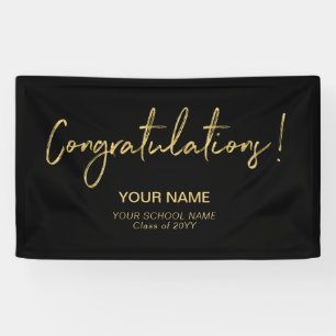 Gold & Schwarz Herzlichen Glückwunsch! Abschlussfe Banner