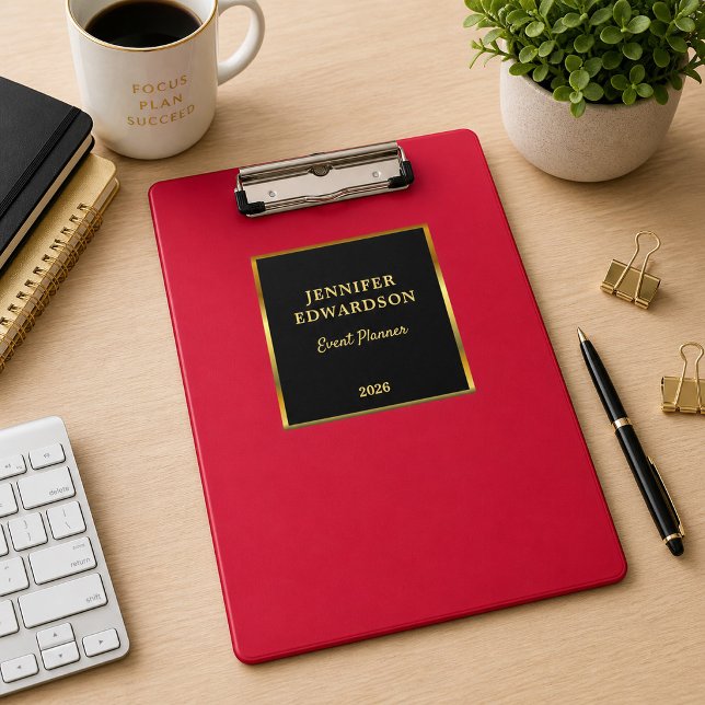 Gold schwarz Kardinalrot professionell geschäftlic Klemmbrett (Gold black cardinal red professional business clipboard. Very elegant and modern clipboard.)