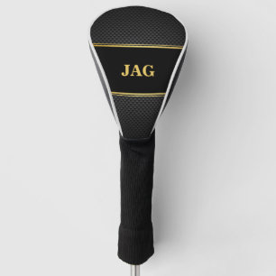 Gold Schwarz Kohlenstoff-Look Monogramm Golf Headcover
