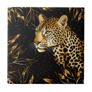 Gold Schwarz Leopard Gepard Küche Badezimmer  Fliese
