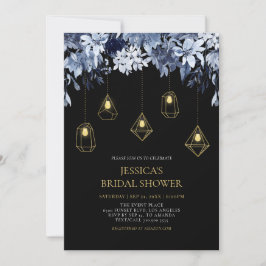 Gold & Schwarz Lights & Winter Brautparty Einladung