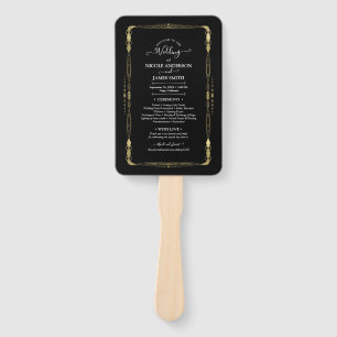 Gold & Schwarz Minimal Moderne Glamour-Hochzeitspr Fächer