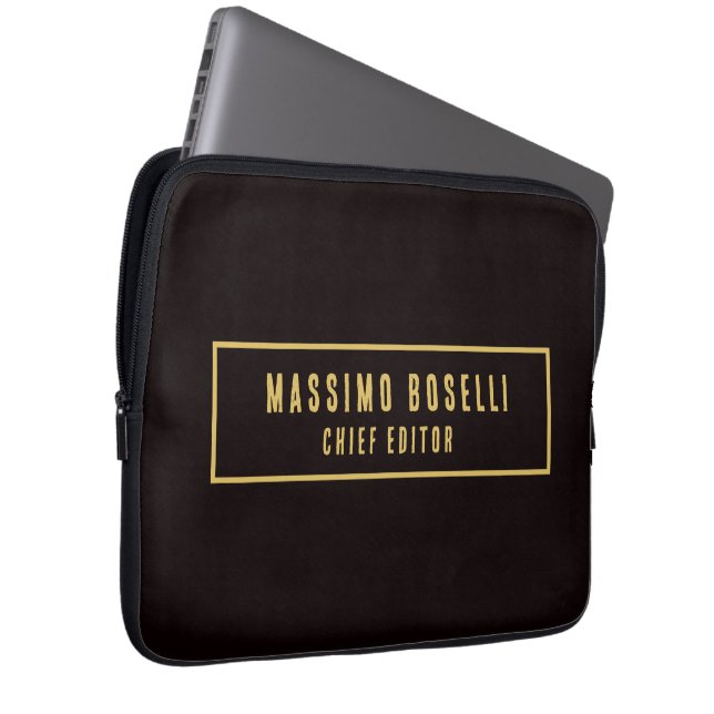 Gold & Schwarz minimalistischer moderner Profi Laptopschutzhülle (Vorne Rechts)