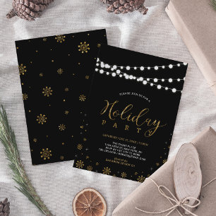 Gold & Schwarz Moderne Firmen-Weihnachtsfeier Einladung