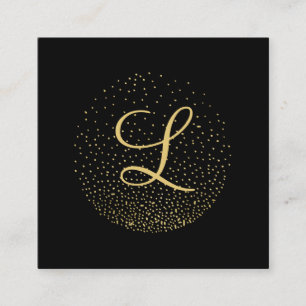 Gold & Schwarz Modernes Kreis-Monogramm Professi Quadratische Visitenkarte
