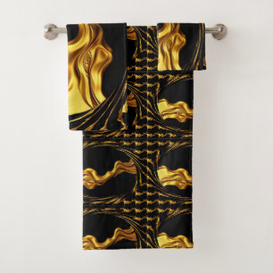 Gold Schwarz Monochrom Christian Achempong Opulent Badhandtuch Set