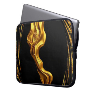 Gold Schwarz Monochrom Christian Achempong Wirbel  Laptopschutzhülle