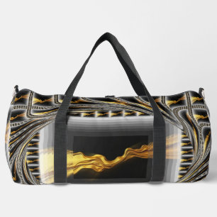 Gold Schwarz Monochrom Opulent Wirbel Flüssiges Ch Duffle Bag