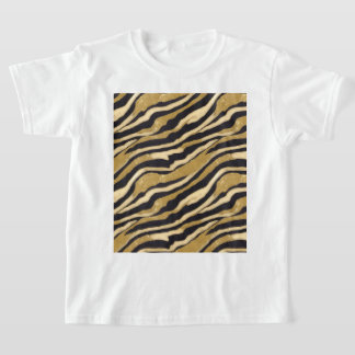 Gold Schwarz Muster T-Shirt