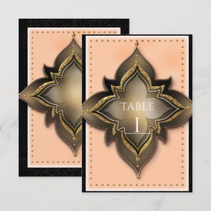 Gold Schwarz & Pfirsich Exotische Chic-Party-Tisch Einladung