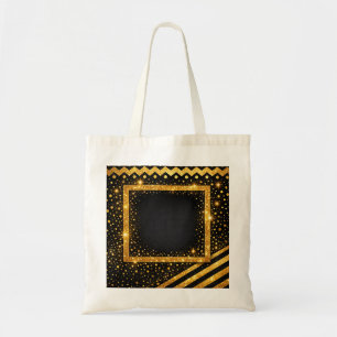 Gold Schwarz Polka Punkte Streifen Glitter Funkeln Tragetasche