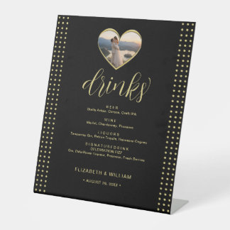 Gold & Schwarz Punkte Hochzeit personalisiert Sockelschild