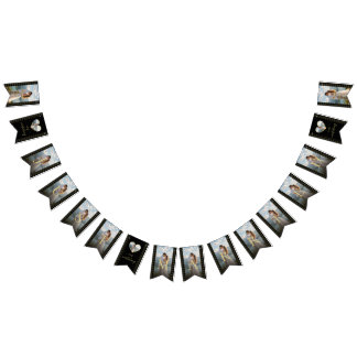 Gold & Schwarz Punkte Hochzeit personalisiert Wimpelkette